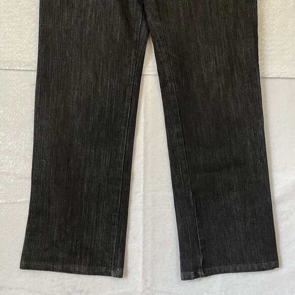 Chico’s Platinum Jeans Size 1 M/8 Black Wash Denim STRATTON MR Trouser Wide Leg - Picture 4 of 11